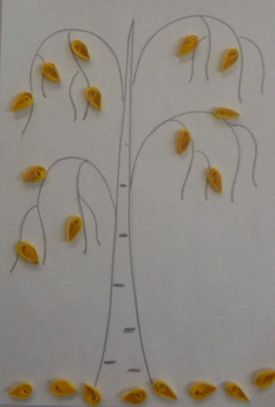 Осенняя береза методом тычка