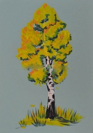 Рисование осенней березы