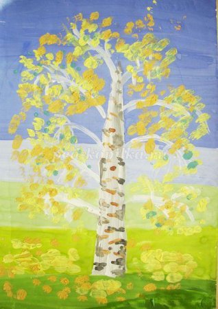 Рисование осенние Берёзки