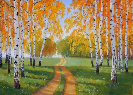 Осенний лес акварелью