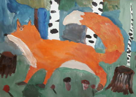 Лиса детский рисунок