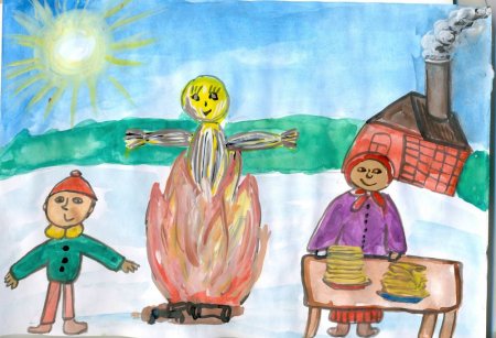 Масленица детские рисунки