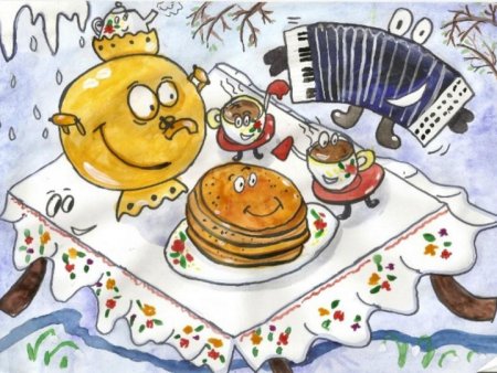 Масленица рисунок в школу