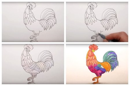 Поэтапное рисование петушка