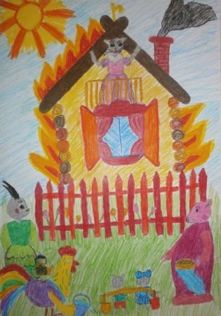 Иллюстрация к произведению Маршака Кошкин дом