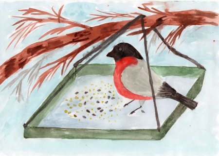 Рисование зимующие птицы