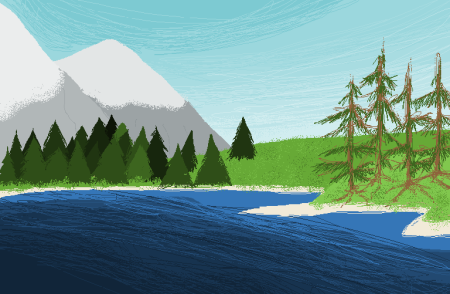 Тайга для детей рисование