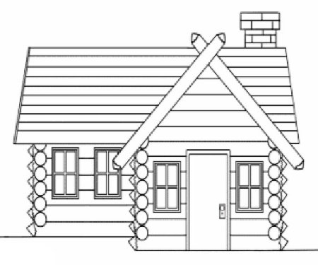 Раскраска бревенчатый домик для детей