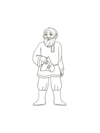 Старик с палочкой сгорбленный