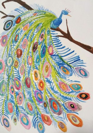 Рисование павлина с детьми