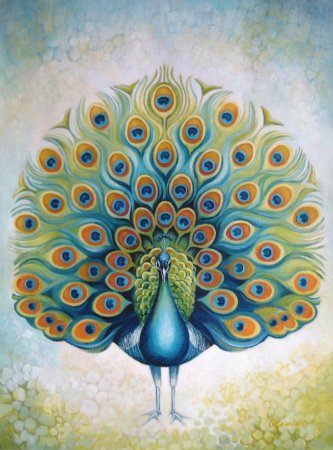 Павлин живопись декоративная