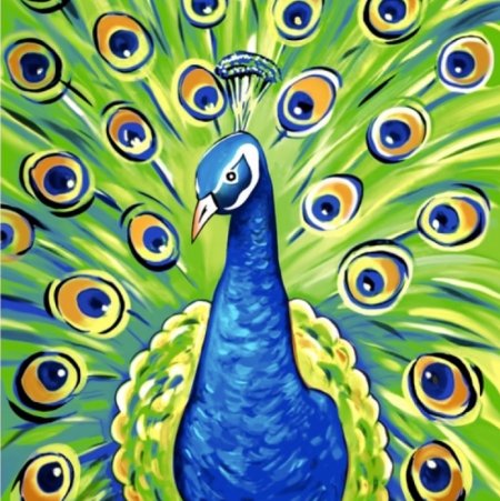 Павлин красками для детей