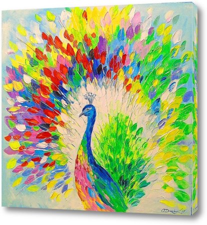 Павлин красками для детей