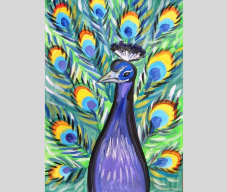 Павлин гуашью для детей