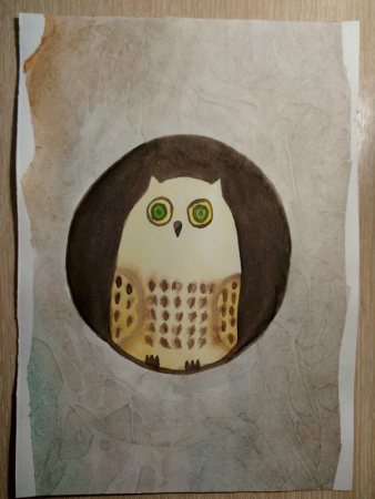 Сова в дупле рисунок