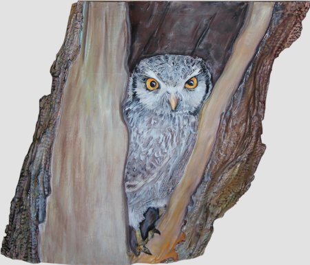 Резьба по дереву Сова в дупле