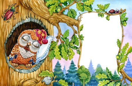 Сова в дупле рисунок