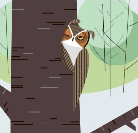 Дупло с совенком вектор