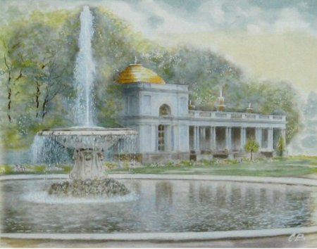 Фонтан в Петергофе нарисова