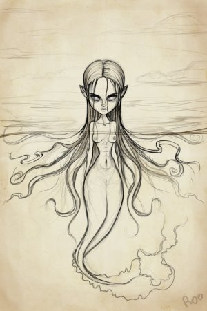 Русалка карандашом