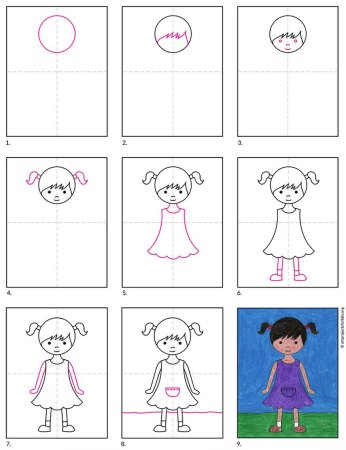 Поэтапное рисование девочки