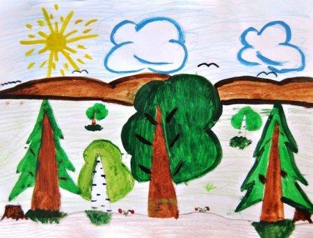 Рисование леса для детей