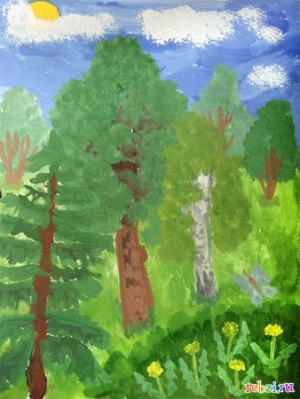 Рисование леса для детей