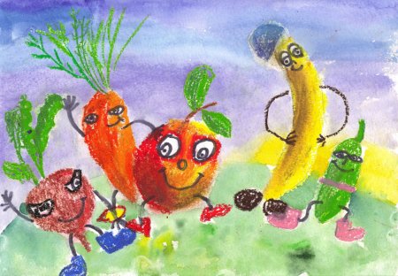 Рисование Ожившие овощи