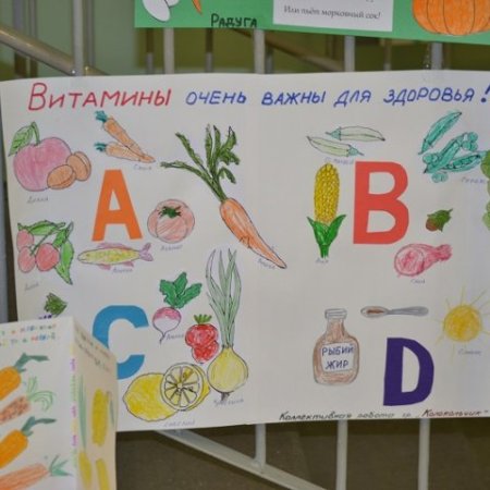 Выставка рисунков про витамины в детском