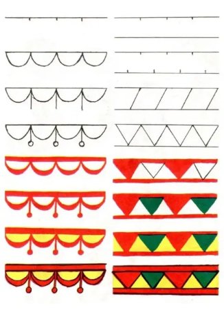 Геометрические узоры в Борецкой росписи