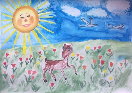 Детский рисунок степь