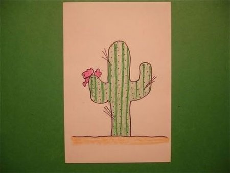 Кактус карандашом