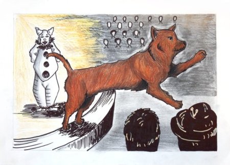 Раскраска собачка с мячиком