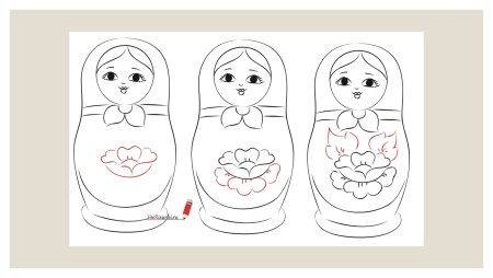 Контур матрешки для рисования