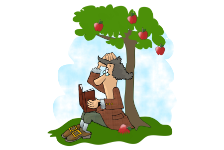 Исаак Ньютон под яблоней