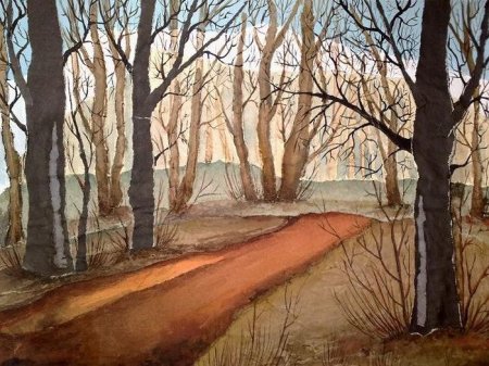 Пейзаж цветными карандашами для детей