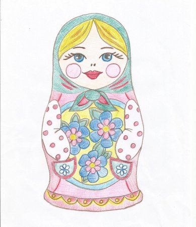 Матрёшка рисунок красками