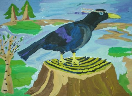 Детский рисунок вороны