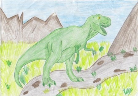 Динозавры цветными карандашами