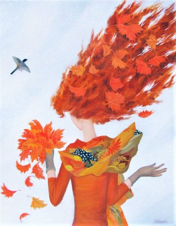 Девушка осень из листьев