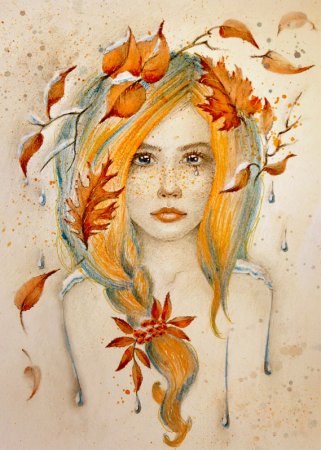 Нарисовать девушку осень