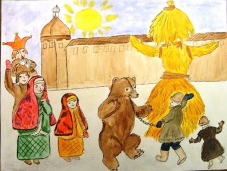 Масленица детские рисунки