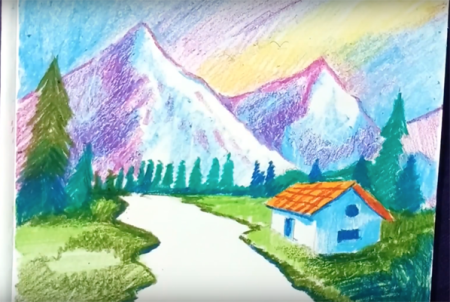 Красота гор рисования детей