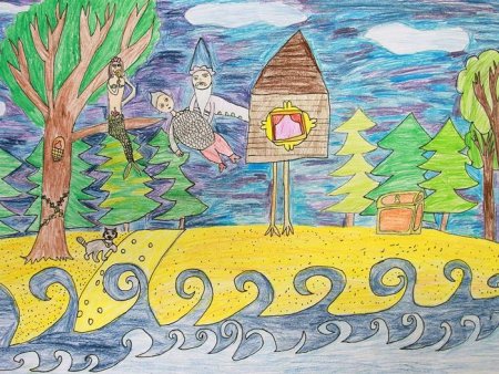 Иллюстрация к сказке Александра Пушкина Лукоморье