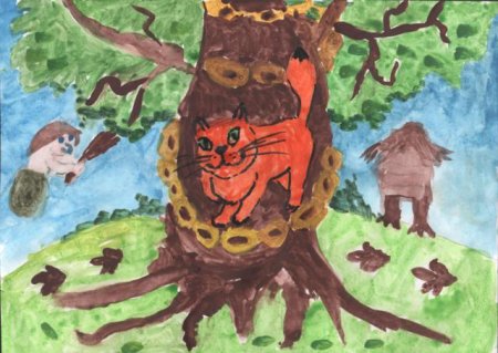 Рисунок у Лукоморья дуб зеленый карандашом