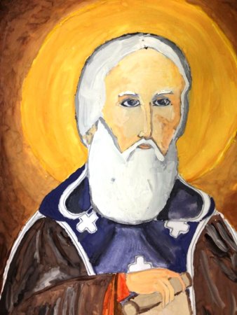 Портрет Сергия Радонежского гуашь