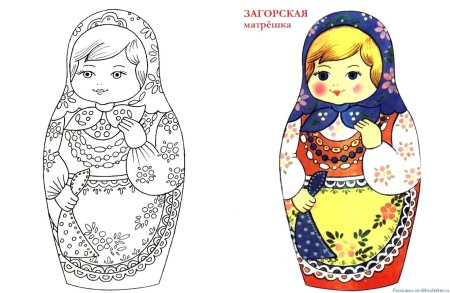 Сергиево-Посадская Матрешка раскраска