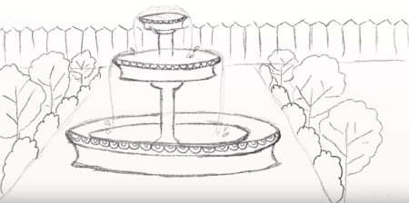 Эскиз фонтана в парке