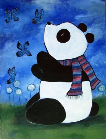 Панда гуашью для детей