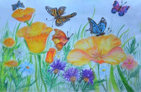 Рисование Поляна цветов